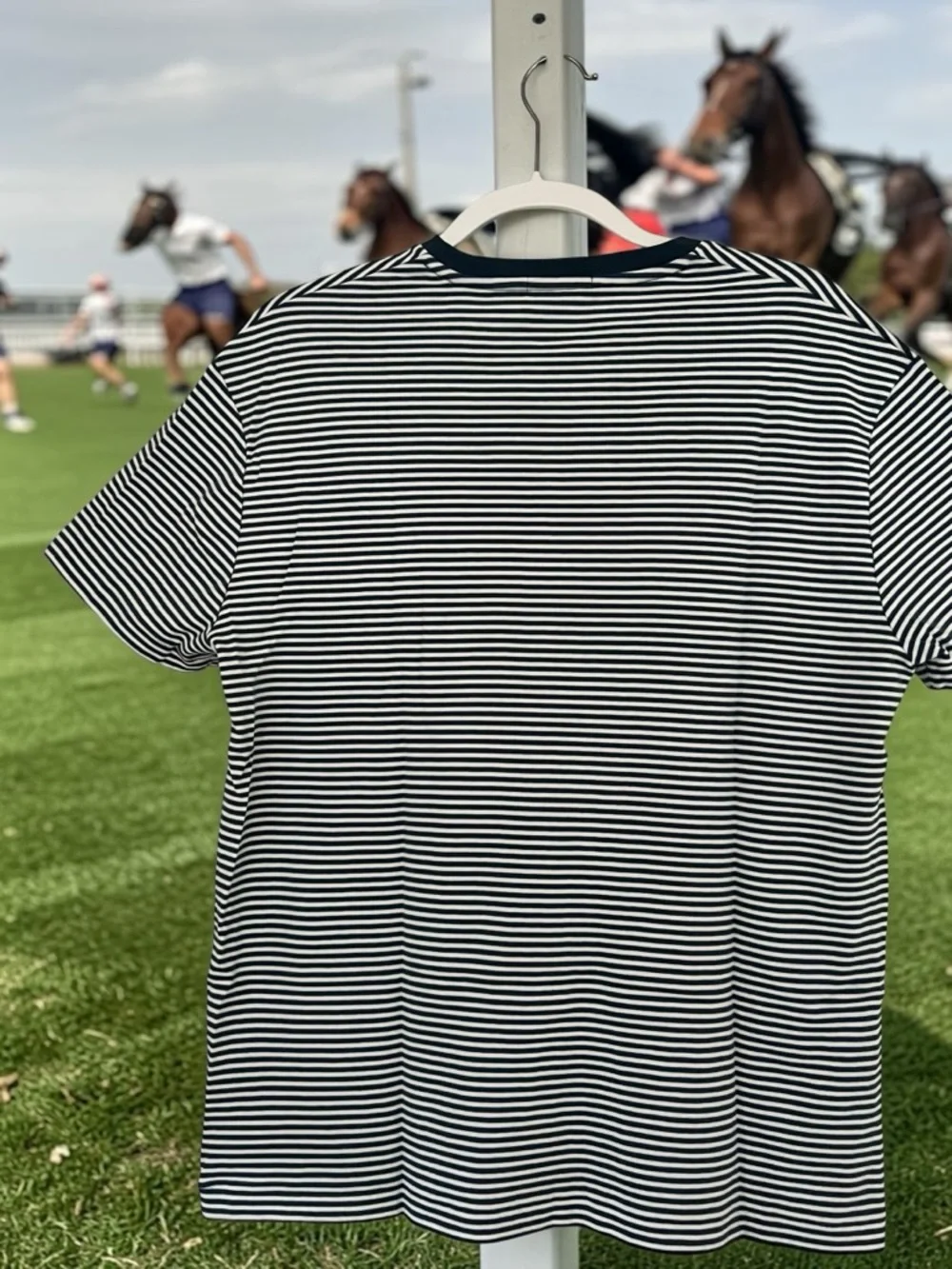 Polo by Ralph Lauren Men’s Navy & White Stripe Crew Tee Classic Fit Size Medium